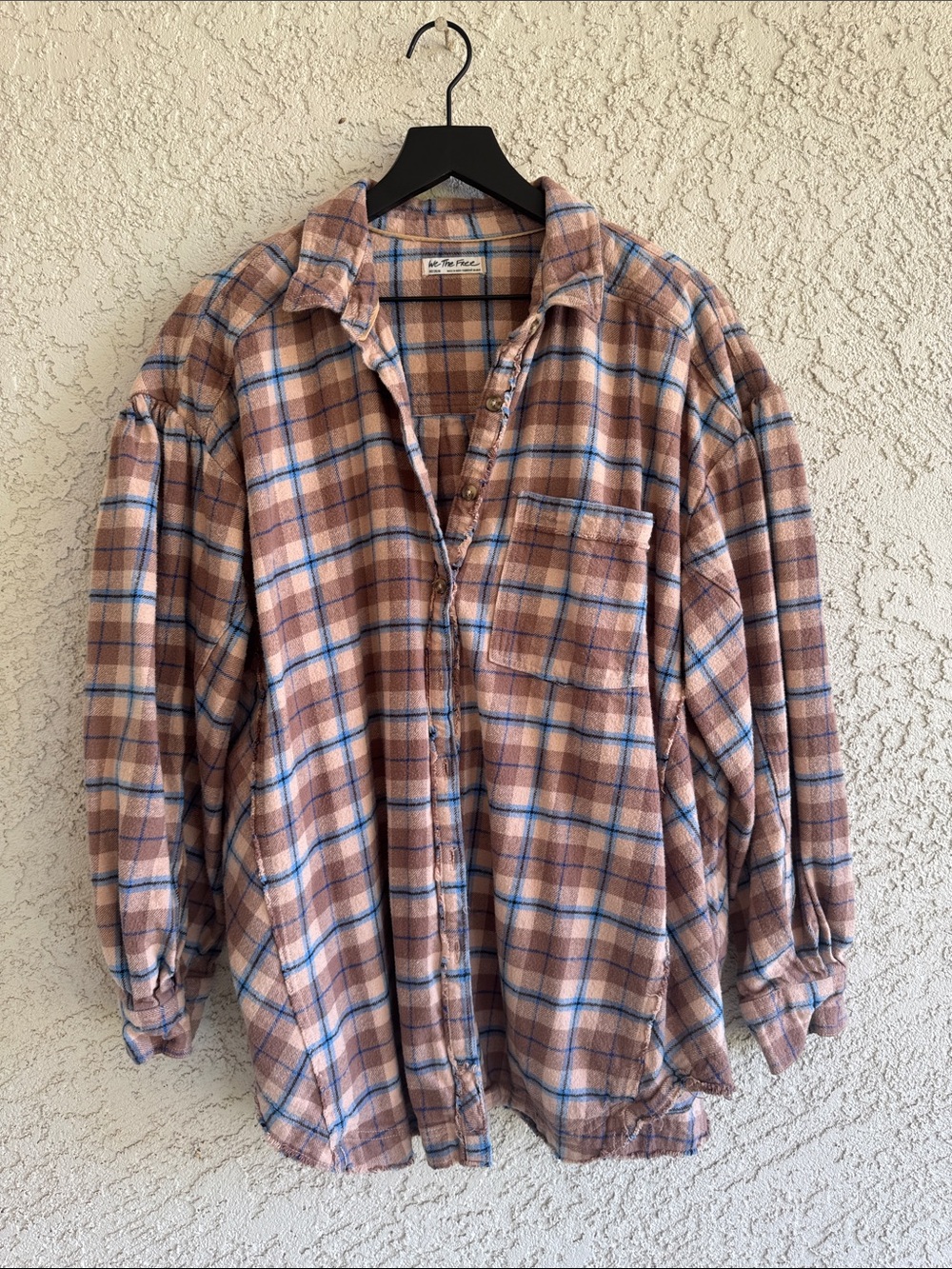 Free People We The Free Plaid Button Down Shirt Size Medium
